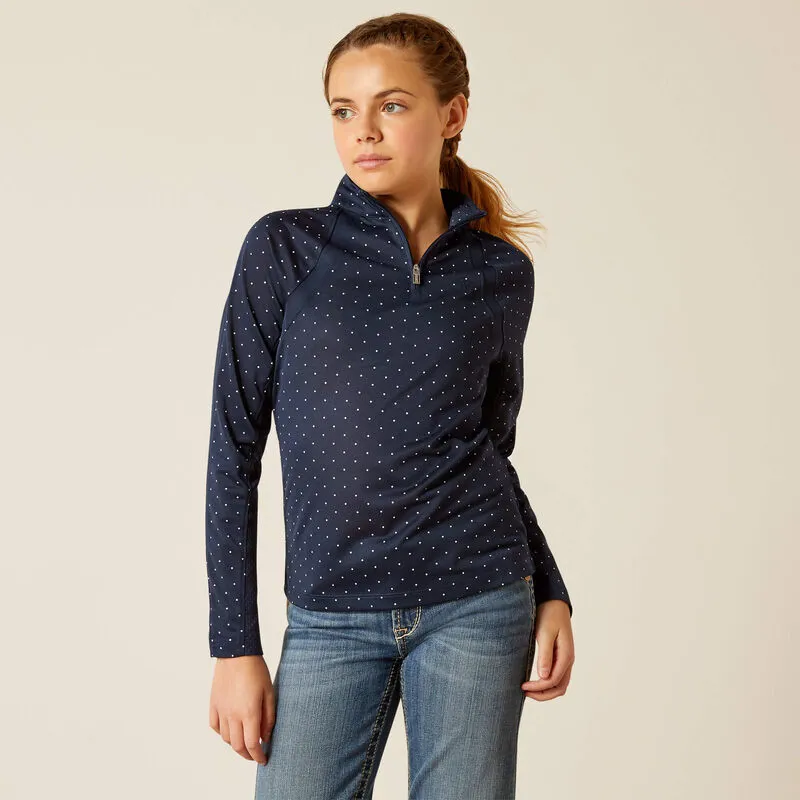 Ariat Sunstopper 3.0 1/4 Zip Baselayer Navy Dot