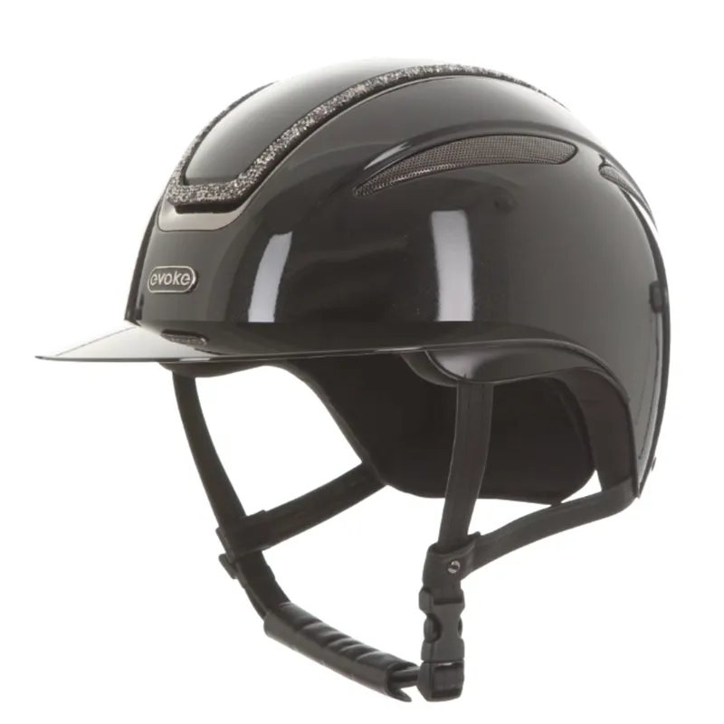 Evoke Callisto Wide Peak Riding Helmet Metallic Black/Crystal Frame
