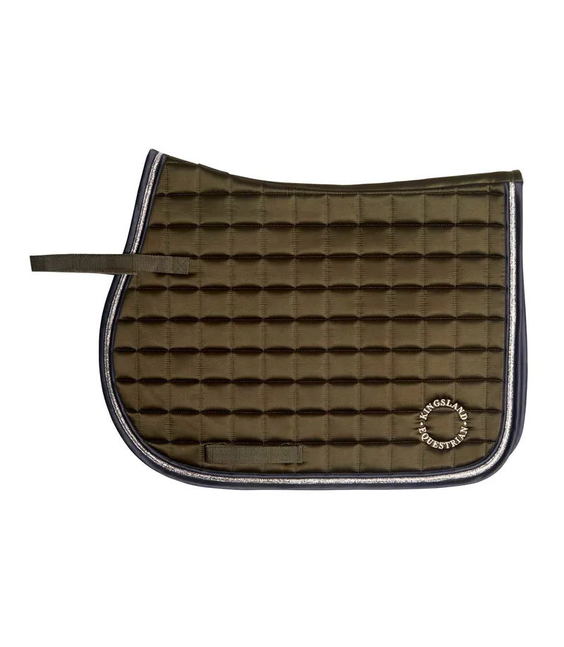 KLSelena with Satin and Lurex Piping Saddle Pad DR Green Black