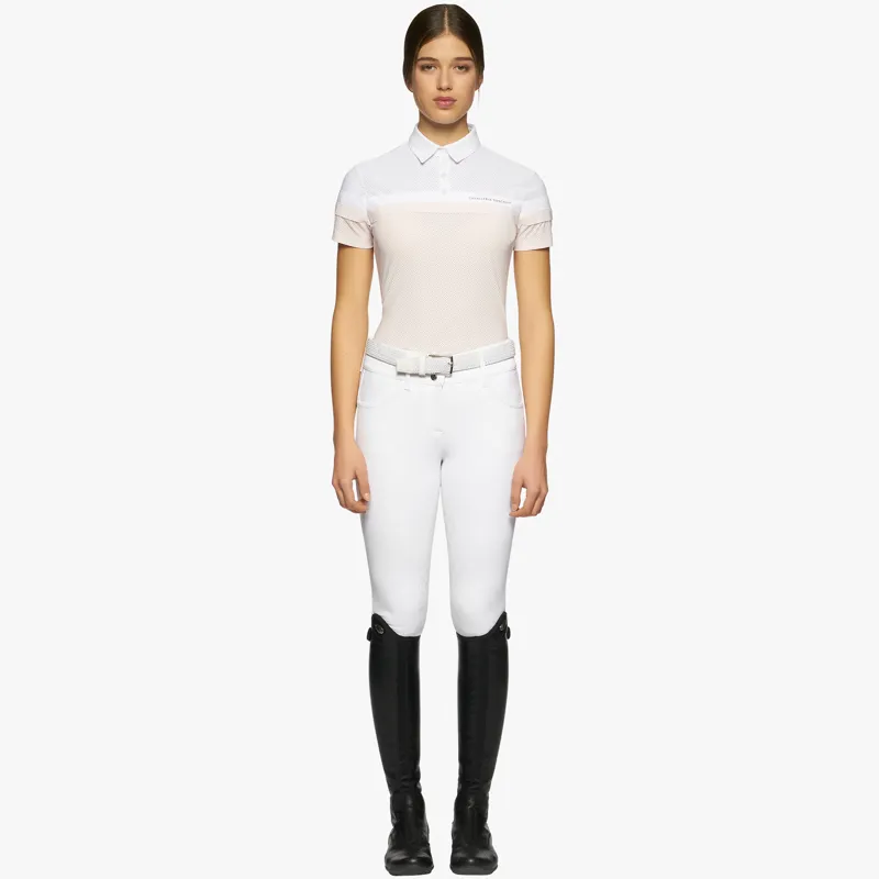 Cavalleria Toscana Perforated Jersey Training Polo Stripes Pink