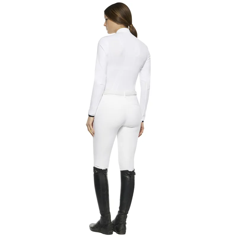 Cavalleria Toscana R-EVO Tech Epaulet L/S Zip Polo White-8