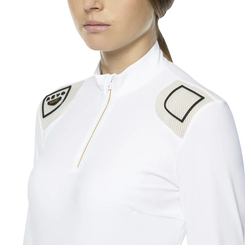 Cavalleria Toscana R-EVO Tech Epaulet L/S Zip Polo White-7