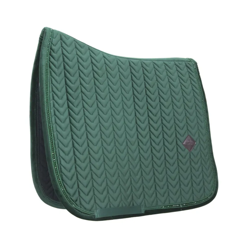 Kentucky Horsewear Saddle Pad Velvet Pearls Dressage Pine Green