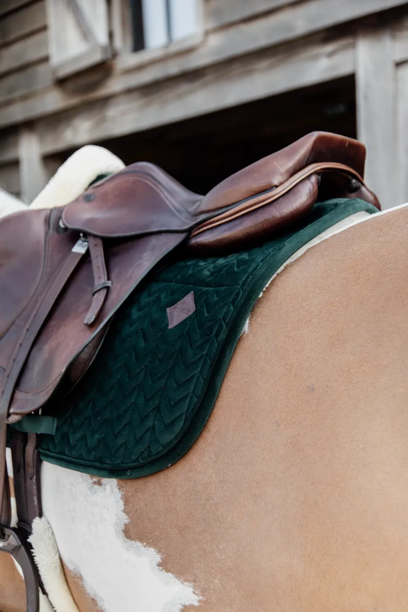 Kentucky Horsewear Skin Friendly Saddle Pad Velvet Jumping Pine Green-4