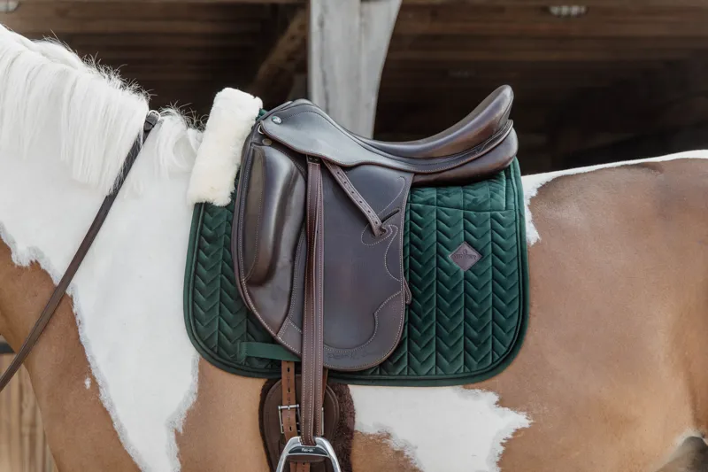 Kentucky Horsewear Skin Friendly Saddle Pad Velvet Dressage Pine Green-1