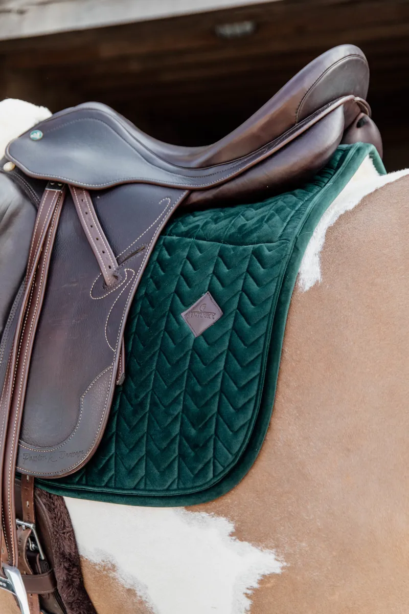 Kentucky Horsewear Skin Friendly Saddle Pad Velvet Dressage Pine Green-2