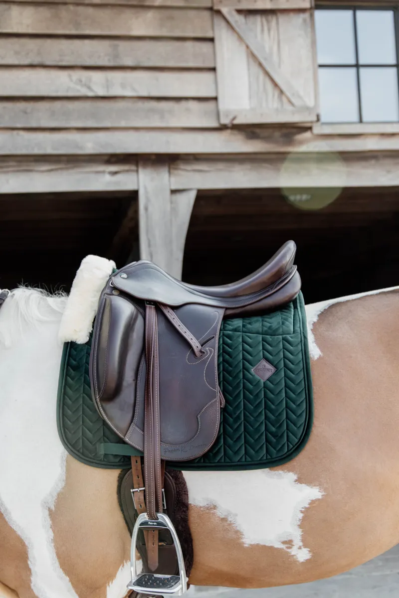 Kentucky Horsewear Skin Friendly Saddle Pad Velvet Dressage Pine Green-5