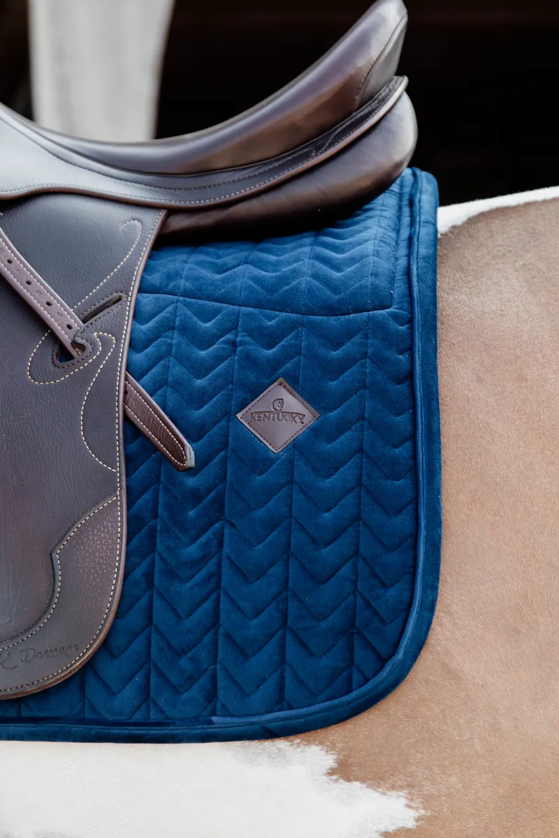 Kentucky Horsewear Skin Friendly Saddle Pad Velvet Dressage Navy-2