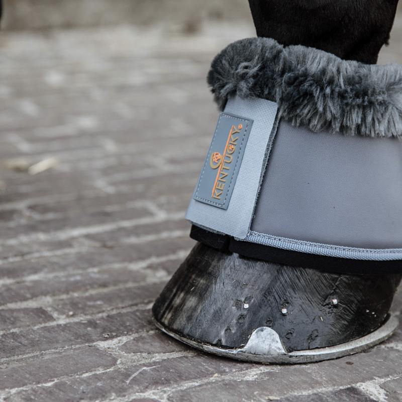 Kentucky Horsewear Sheepskin Leather Overreach Boot Grey-1