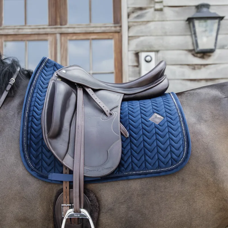 Kentucky Horsewear Saddle Pad Velvet Pearls Dressage Navy