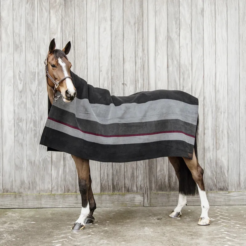Kentucky Horsewear Heavy Fleece Rug Square Stripes Black Grey