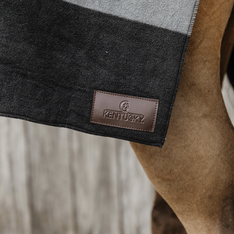 Kentucky Horsewear Heavy Fleece Rug Square Stripes Black Grey-4