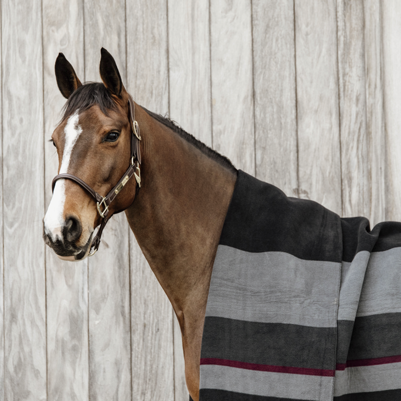 Kentucky Horsewear Heavy Fleece Rug Square Stripes Black Grey-3