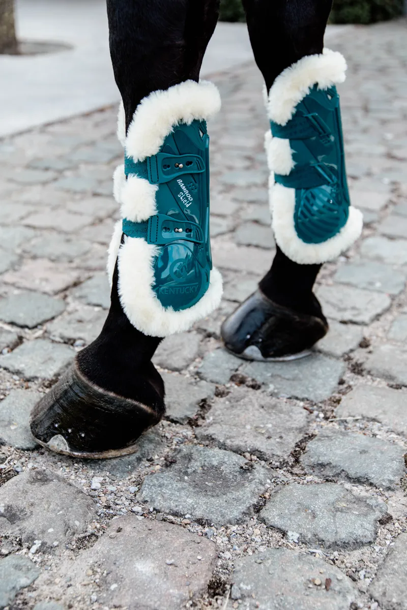 Kentucky Horsewear Vegan Sheepskin Tendon Boot Bamboo Shield Elastic Emerald