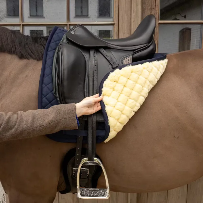 Kentucky Skin Friendly Saddle Pad Sheepskin Diamond Dressage - Navy-1