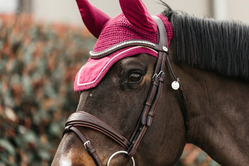 Kentucky Horsewear Velvet Wellington Fly Veil Fuchsia-1