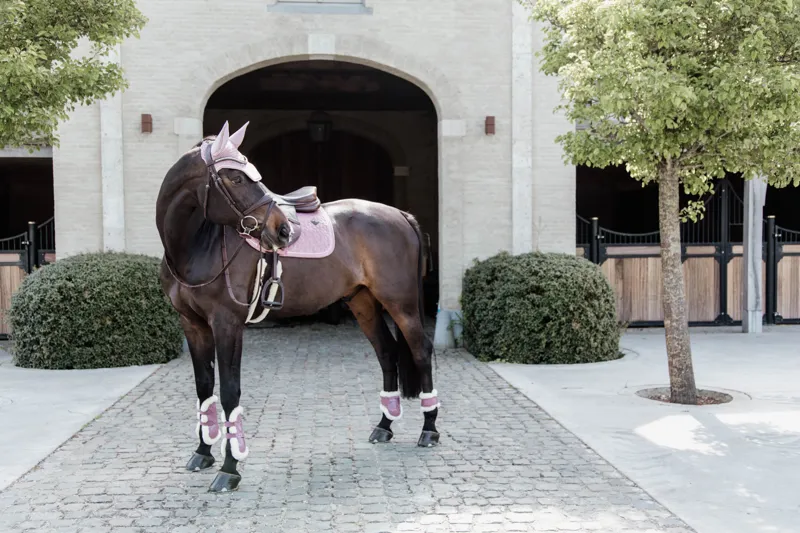 Kentucky Horsewear Vegan Sheepskin Tendon Boot Bamboo Shield Elastic Old Rose-3