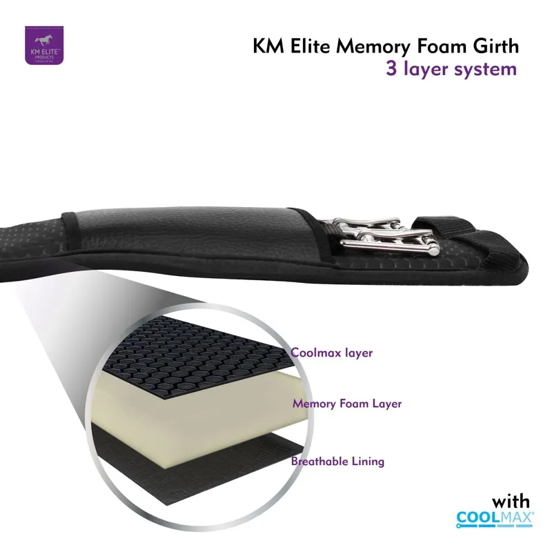 KM Elite Memory Foam Dressage Girth Black-2