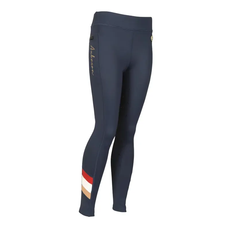 Aubrion Team Shield Riding Tights Navy - Young Rider	