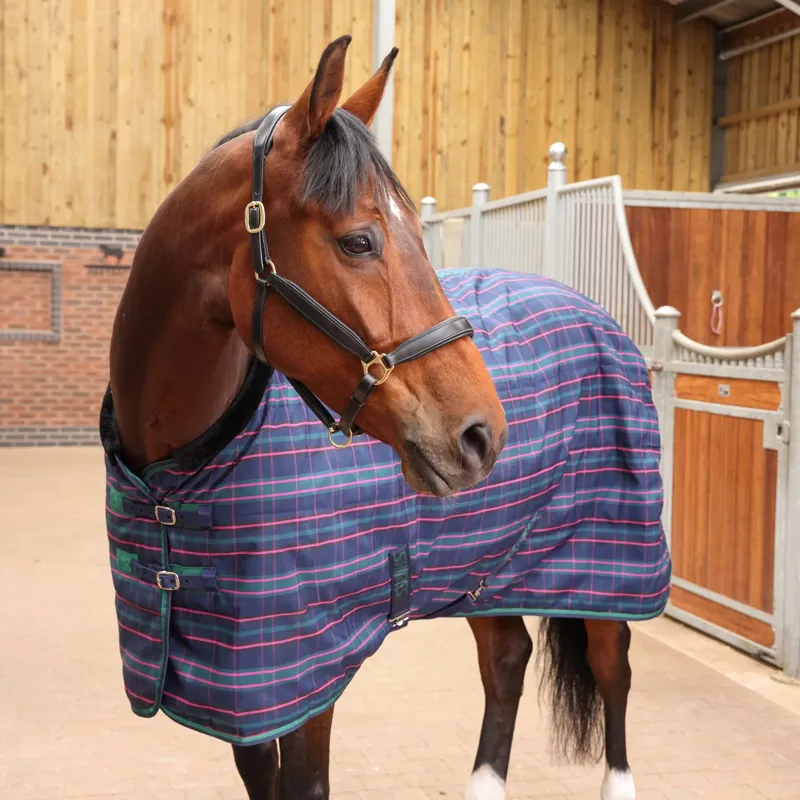 Shires Tempest Plus 100g Stable Rug - Navy Tartan-1