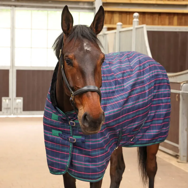 Shires Tempest Plus 100g Stable Rug - Navy Tartan-2