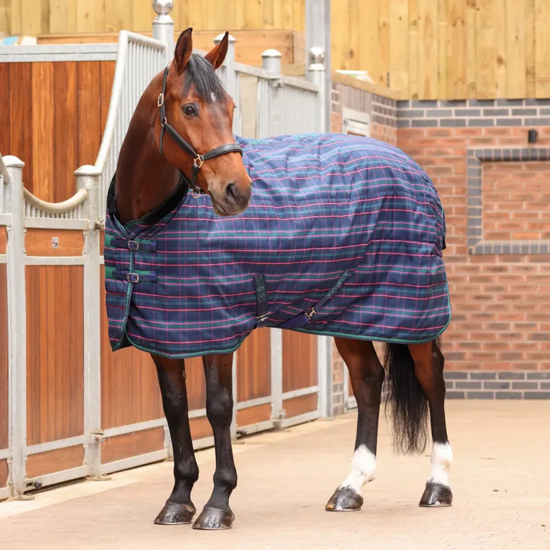 Shires Tempest Plus 100g Stable Rug - Navy Tartan