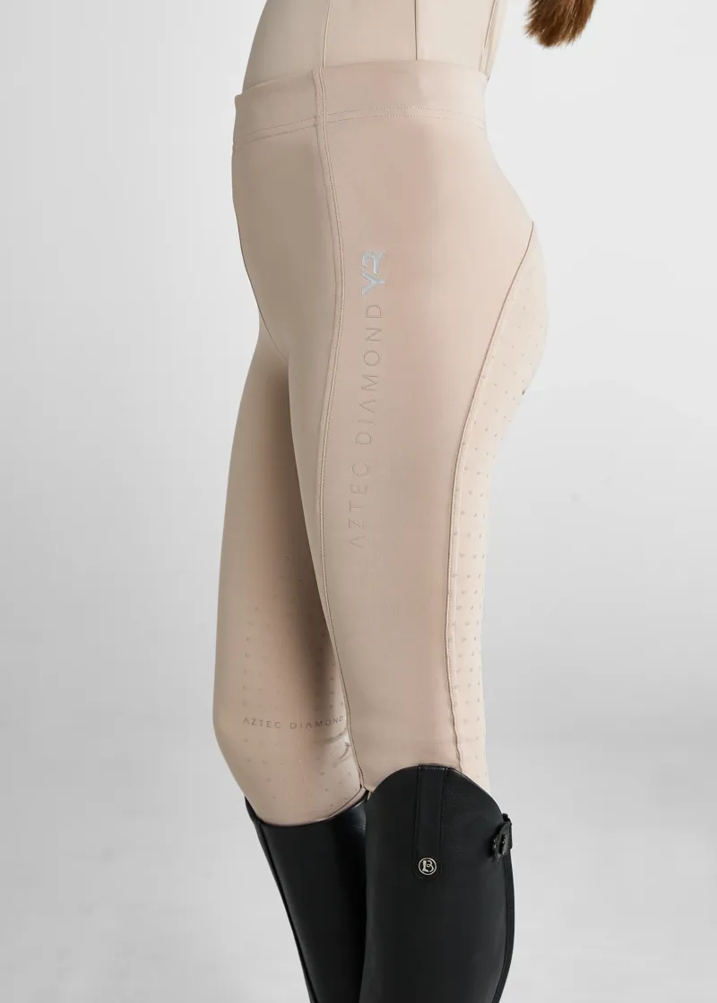 Aztec Diamond Young Rider Full Seat Leggings Beige-1
