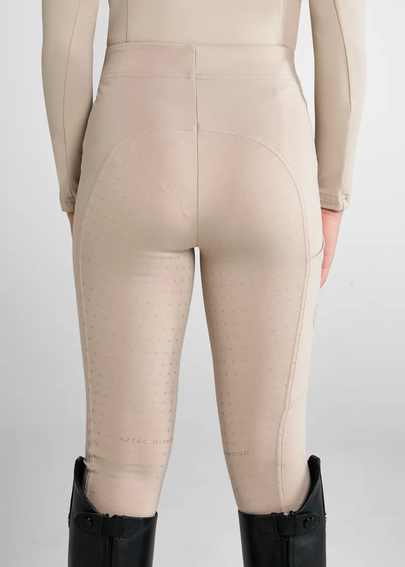 Aztec Diamond Young Rider Full Seat Leggings Beige-2