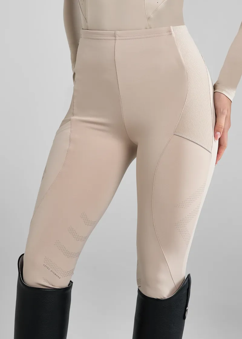 Aztec Diamond Beige Core Leggings Knee Grip-2