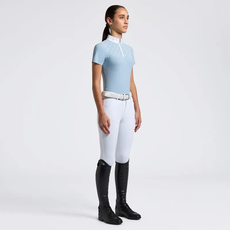 Cavalleria Toscana Kids Logo Print Short Sleeve Competition Shirt Sky Blue