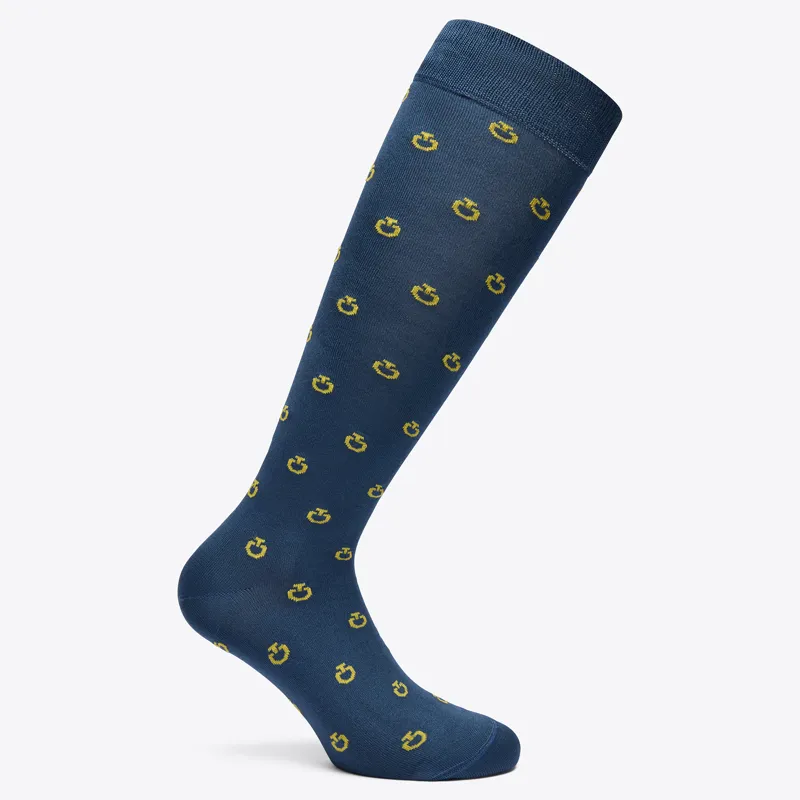 Cavalleria Toscana Mini CT Jacquard Logo Sock Navy Large