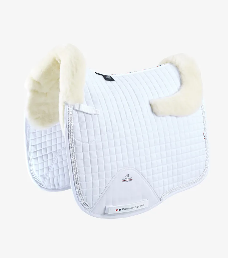 Premier Equine Close Contact Merino Wool European Saddle Pad Dressage Square White/Natural