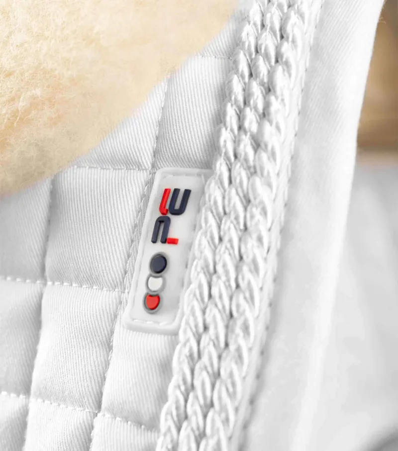 Premier Equine Close Contact Merino Wool European Saddle Pad Dressage Square White/Natural-2