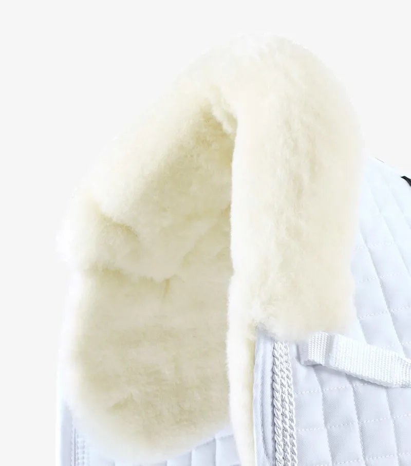 Premier Equine Close Contact Merino Wool European Saddle Pad Dressage Square White/Natural-1