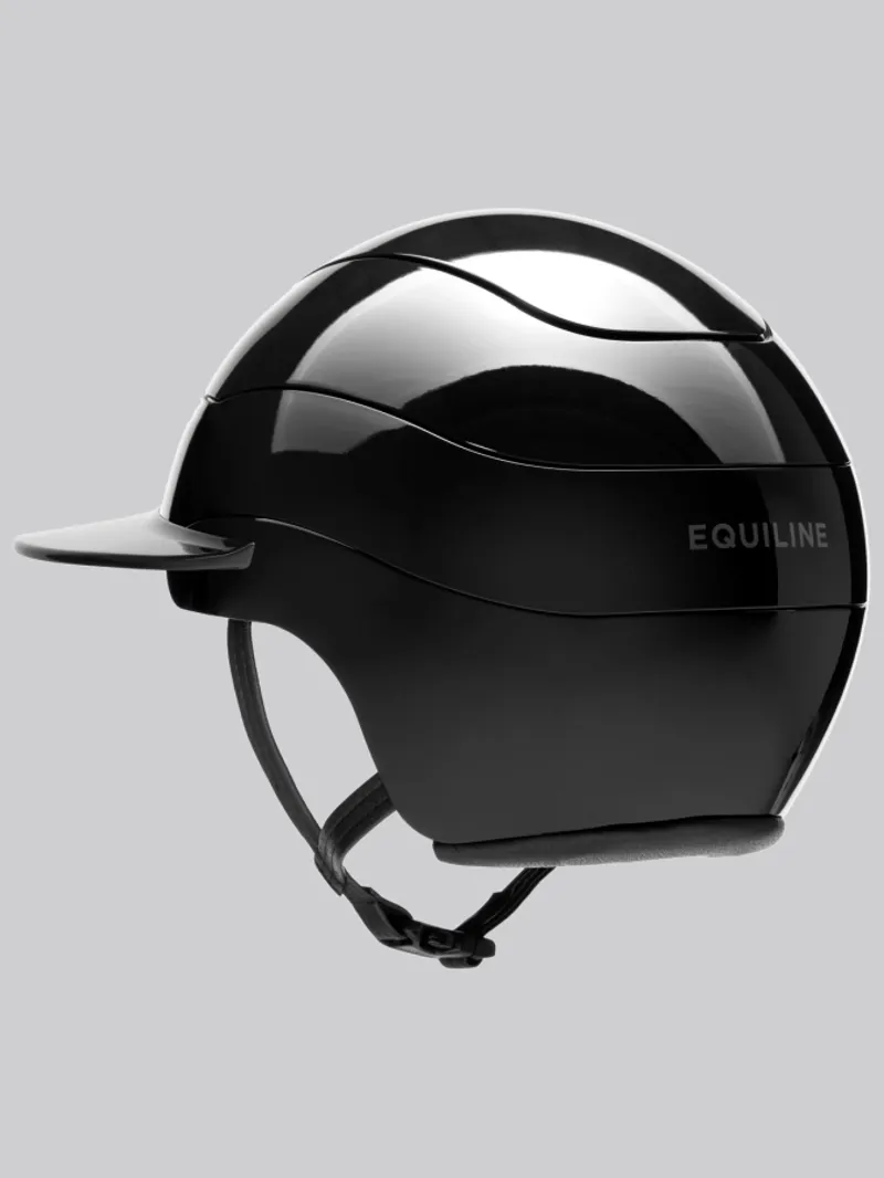 Equiline Xanto Logo Wide Peak Riding Hat - Glossy Black-4