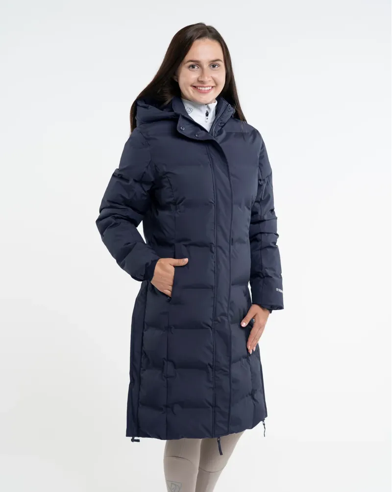 Equidry Thora Waterproof Puffer Long Riding Coat Navy