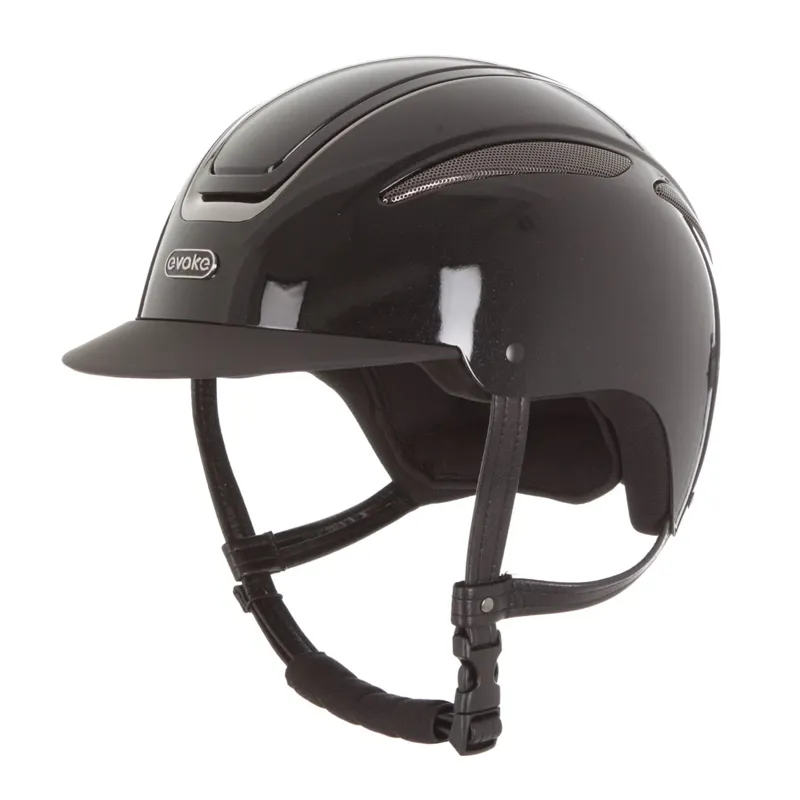 Evoke Callisto Classic Peak Riding Hat - Black Metallic/Gunmetal-2