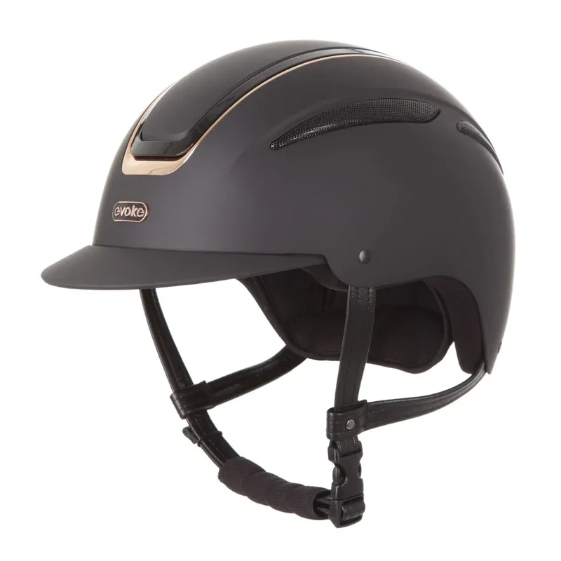Evoke Callisto Classic Peak Riding Hat - Black/Rose Gold-1