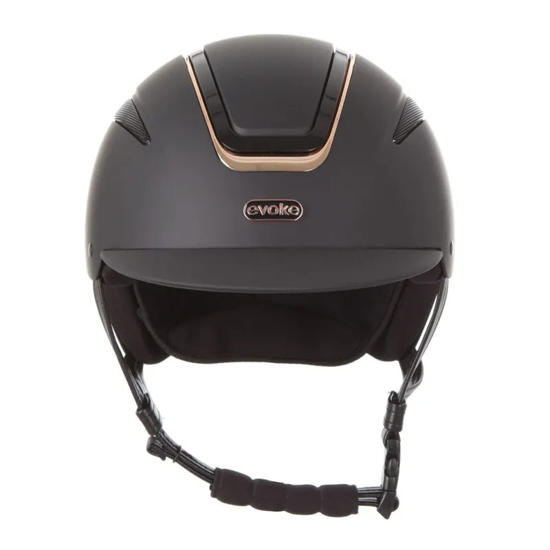 Evoke Callisto Classic Peak Riding Hat - Black/Rose Gold-2