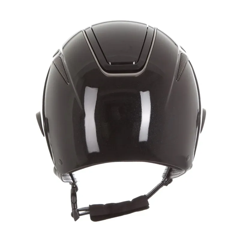 Evoke Callisto Wide Peak Metallic Black Riding Hat-1