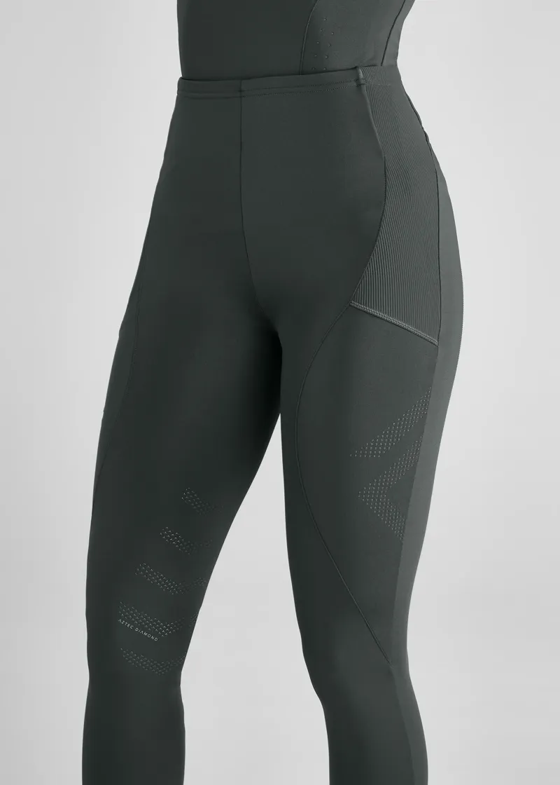 Aztec Diamond Core Leggings Knee Grip - Fern
