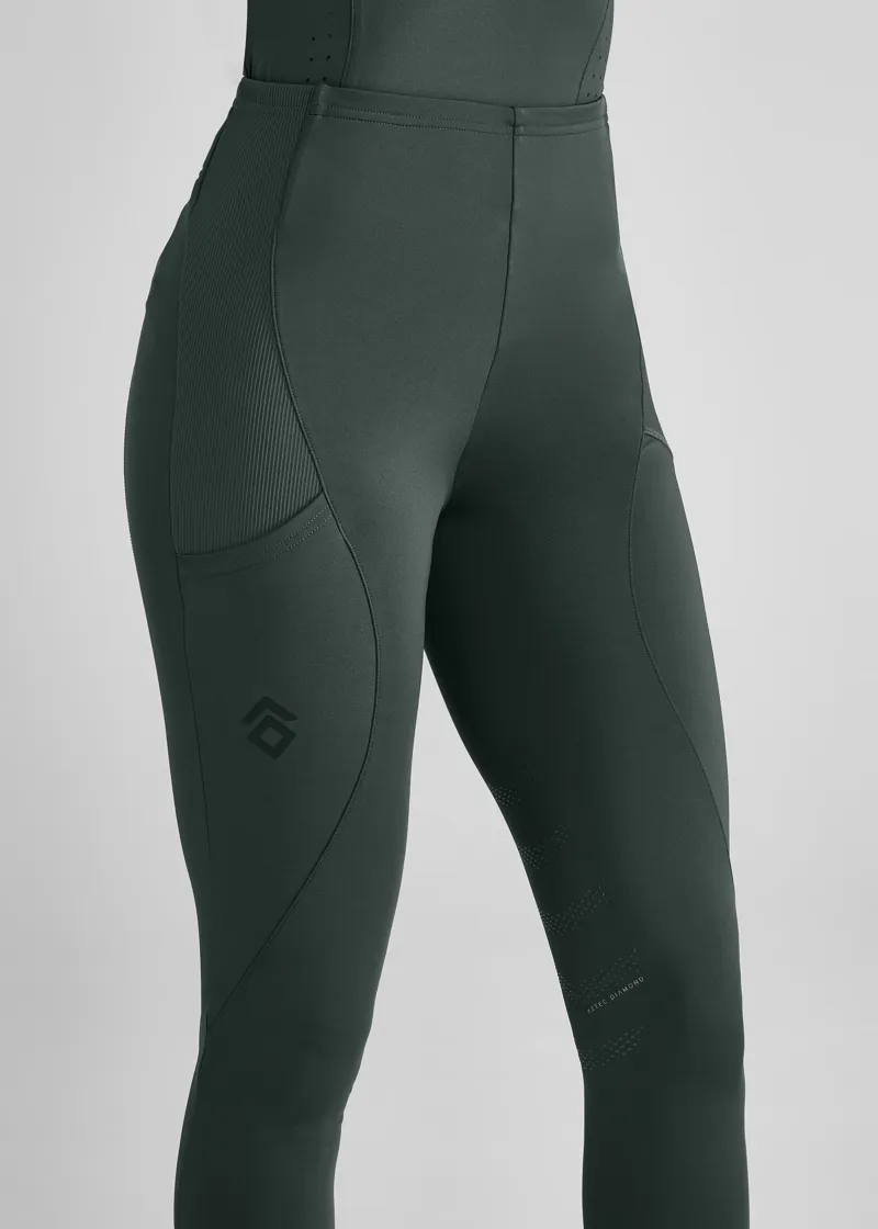 Aztec Diamond Core Leggings Knee Grip - Fern-2