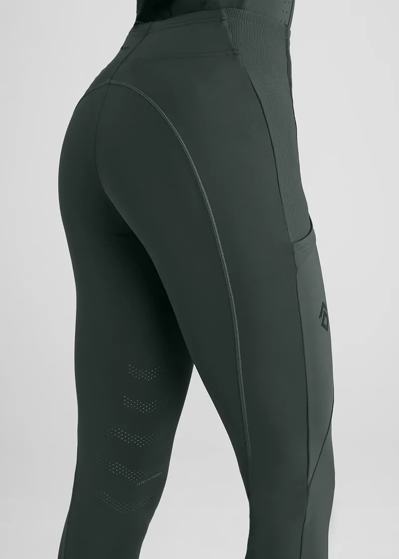 Aztec Diamond Core Leggings Knee Grip - Fern-5
