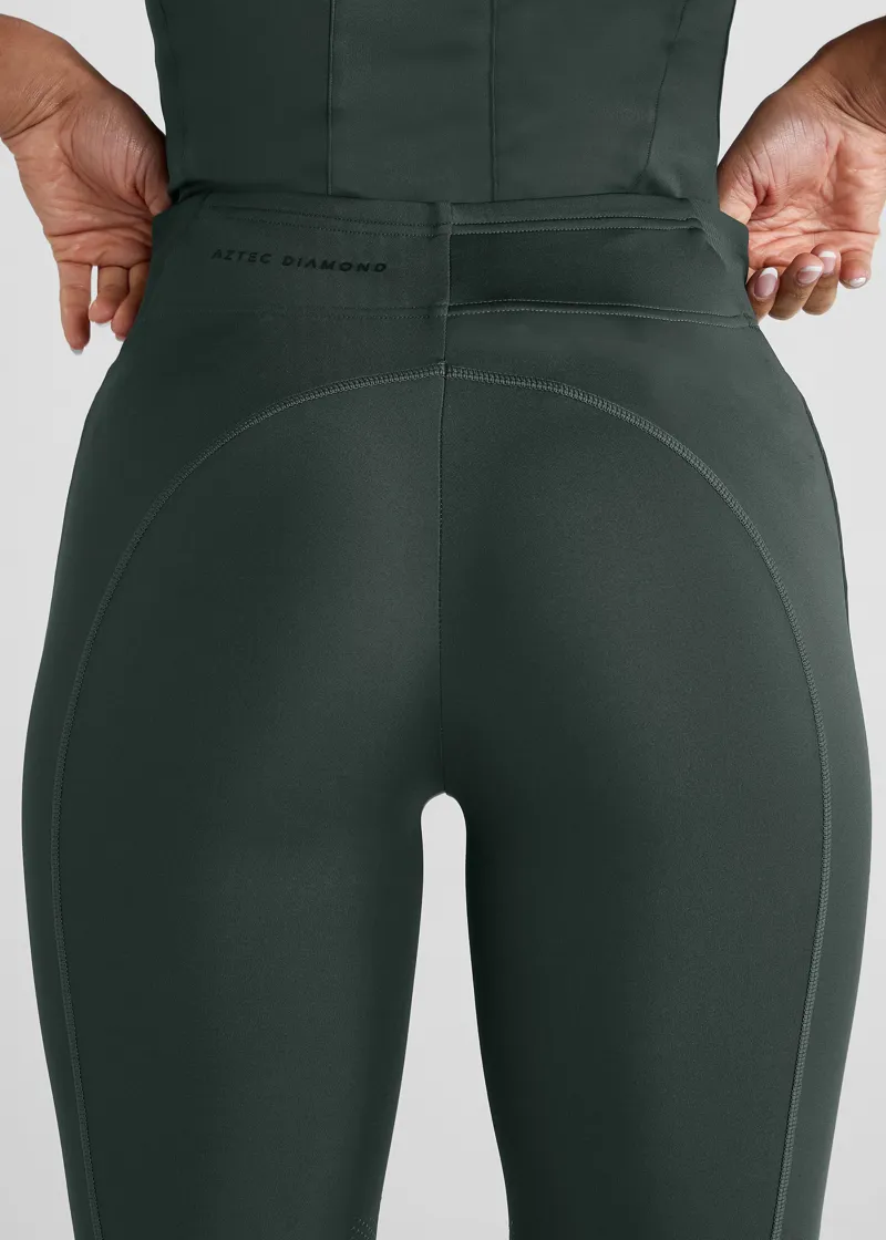 Aztec Diamond Core Leggings Knee Grip - Fern-4