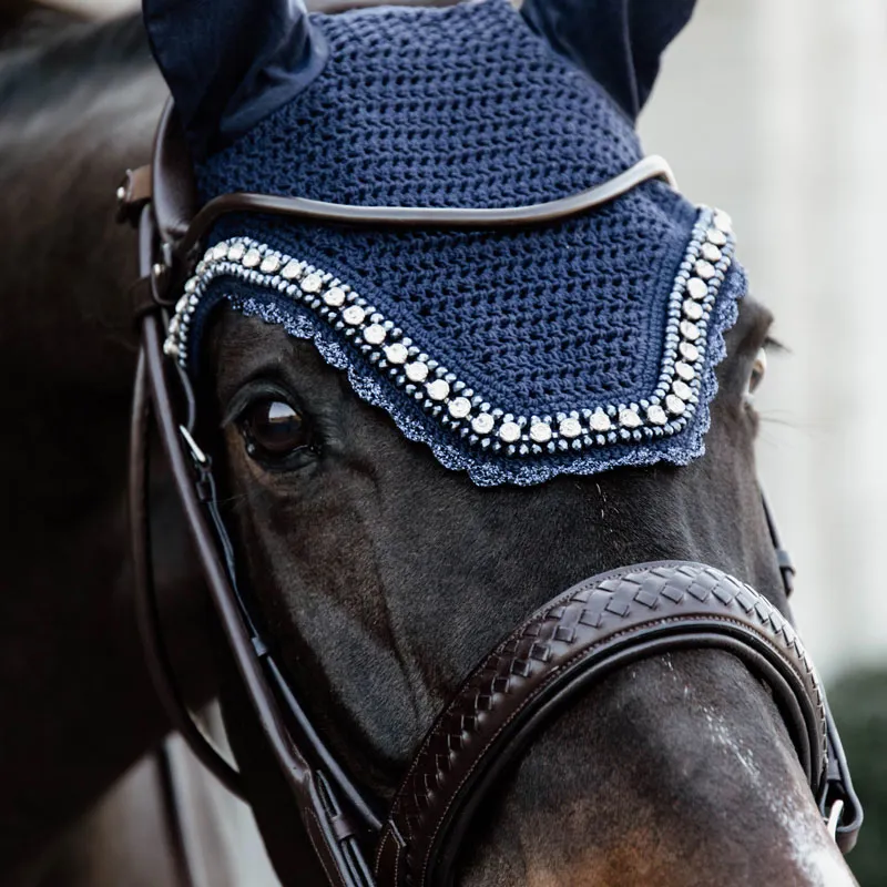 Kentucky Horsewear Fly Veil Wellington Big Stone + Pearl Navy-1