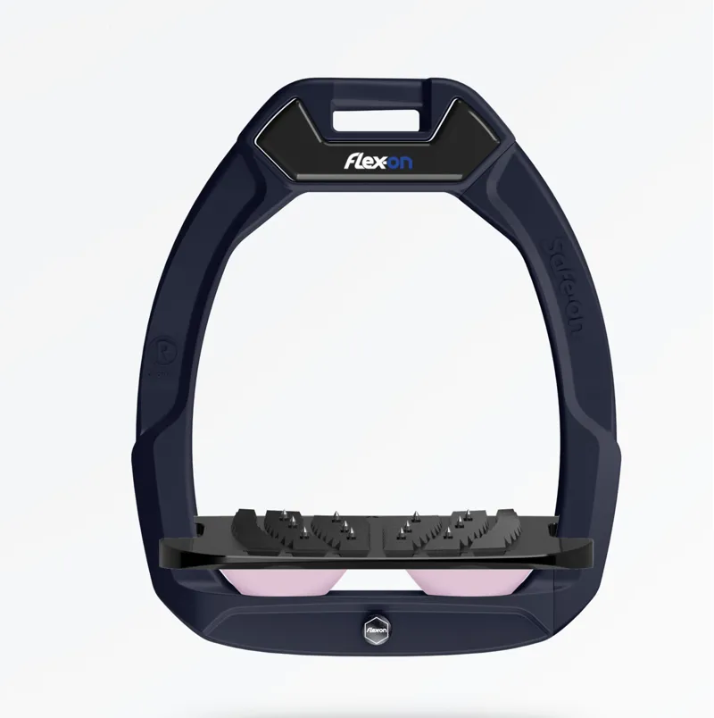 Flex-On Safe on Safety Stirrup Navy Blue/Black/Rose Pink