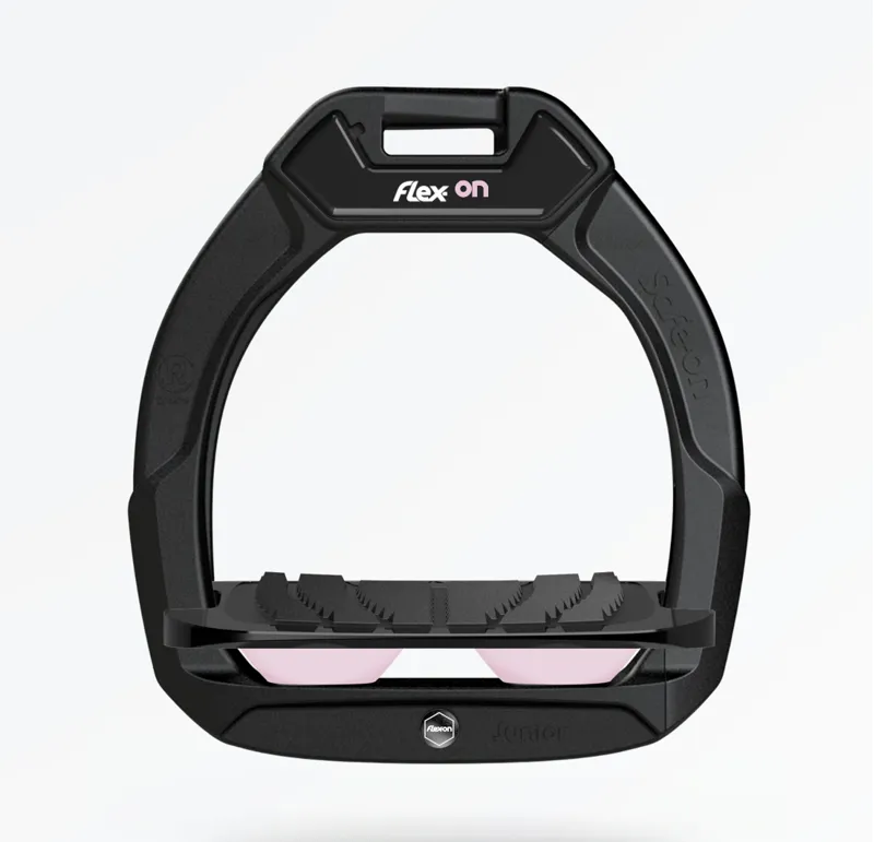 Flex-On Safe On Junior Safety Stirrup Black/Black/Rose Pink 