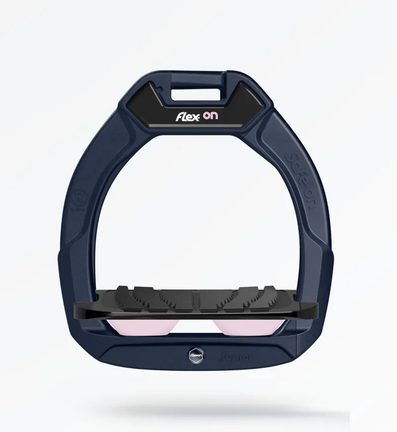 Flex-On Safe On Junior Safety Stirrup Navy Blue/Black/Rose Pink 