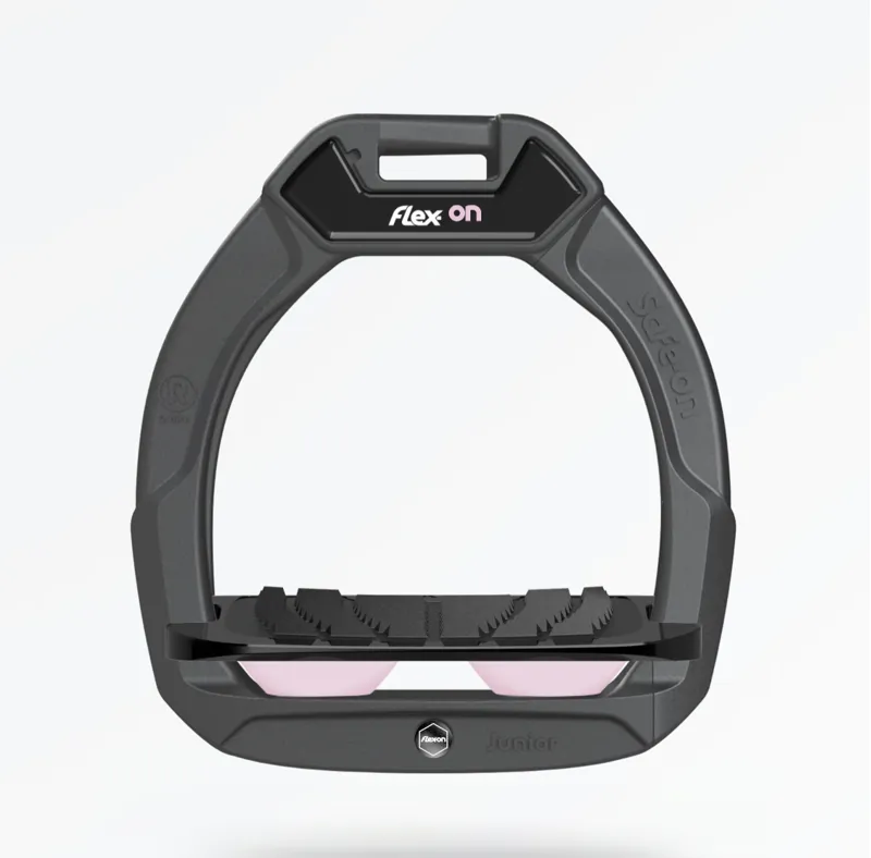 Flex-On Safe On Junior Safety Stirrup Dark Grey/Black/Rose Pink 
