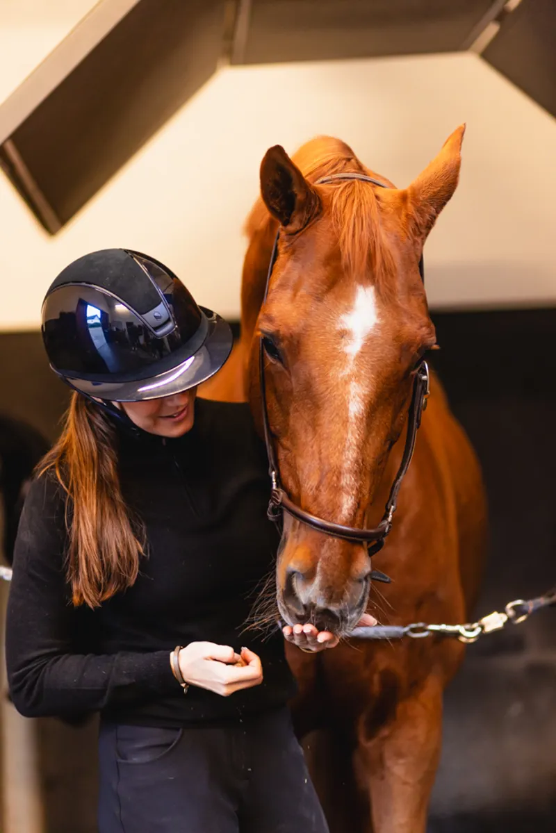 Samshield MissShield V2 Riding Hat Shadowglossy Blue Alcantara Top and Band-3